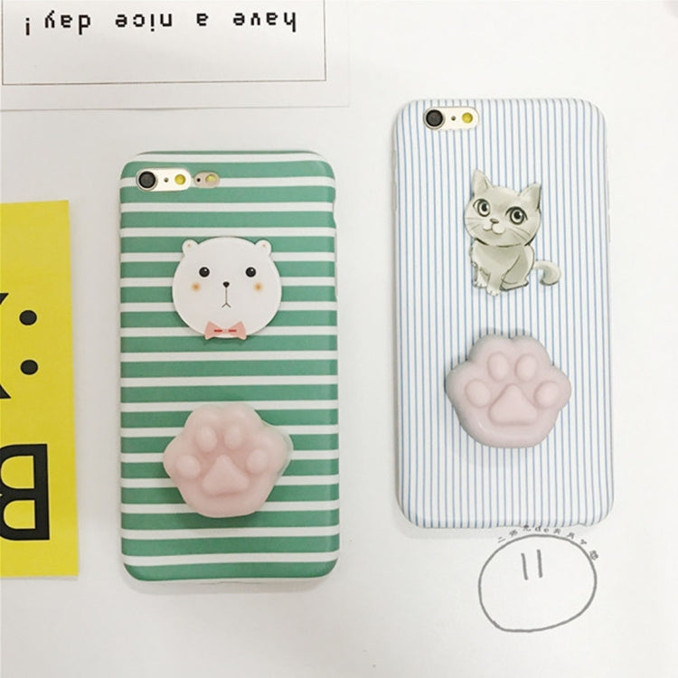 For  iPhone 8 & 7  3D Lovely Cat Cartoon Pattern Squishy Dropproof Protective Back Cover Case
