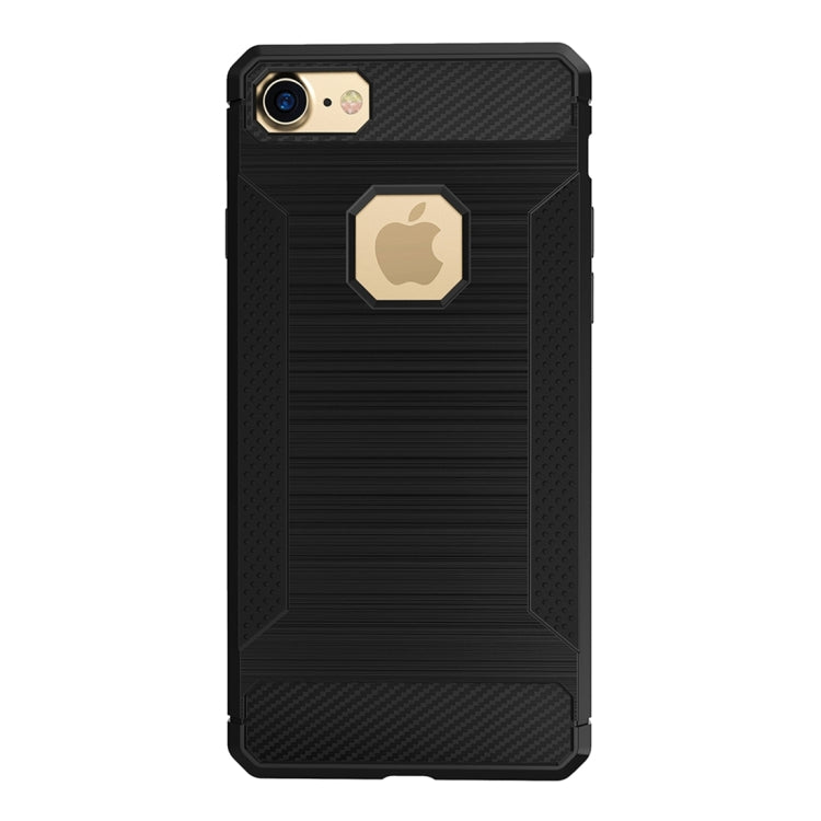 For  iPhone 8 & 7  Brushed Carbon Fiber Texture Shockproof TPU Protective Cover Case