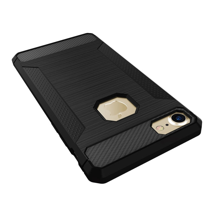 For  iPhone 8 & 7  Brushed Carbon Fiber Texture Shockproof TPU Protective Cover Case