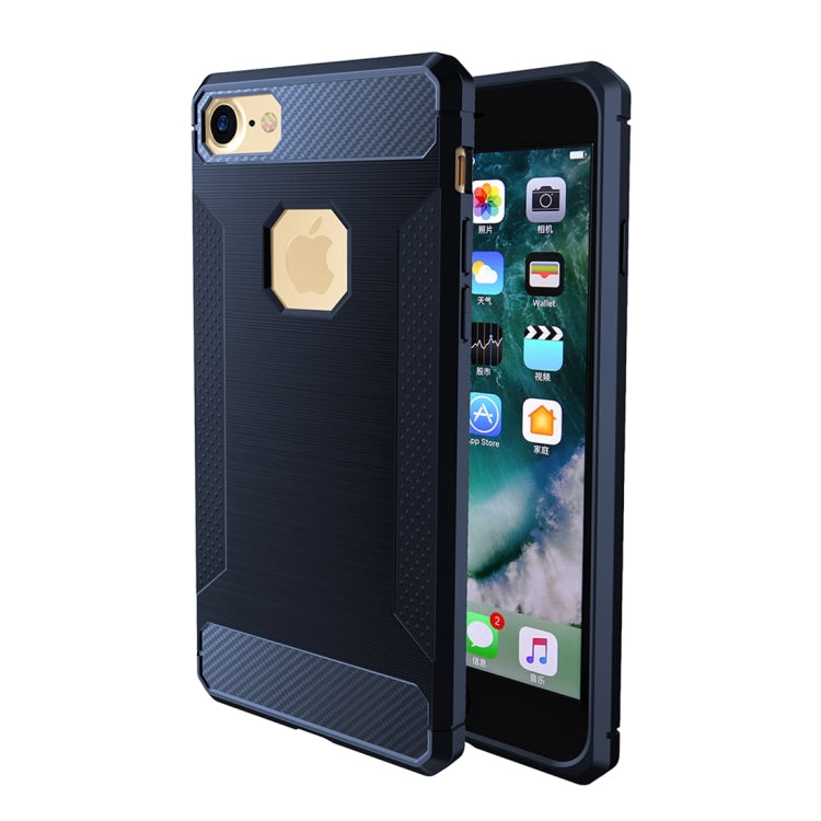 For  iPhone 8 & 7  Brushed Carbon Fiber Texture Shockproof TPU Protective Cover Case