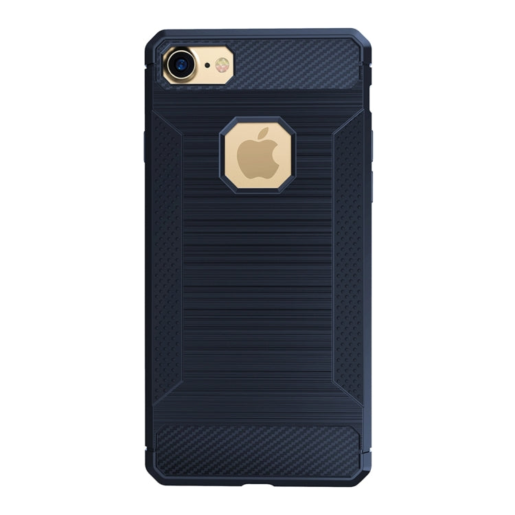 For  iPhone 8 & 7  Brushed Carbon Fiber Texture Shockproof TPU Protective Cover Case