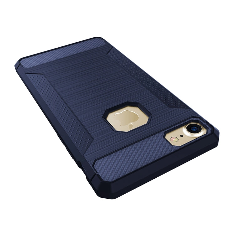 For  iPhone 8 & 7  Brushed Carbon Fiber Texture Shockproof TPU Protective Cover Case