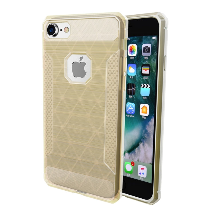 For  iPhone 8 & 7  Brushed Carbon Fiber Texture Shockproof TPU Protective Cover Case