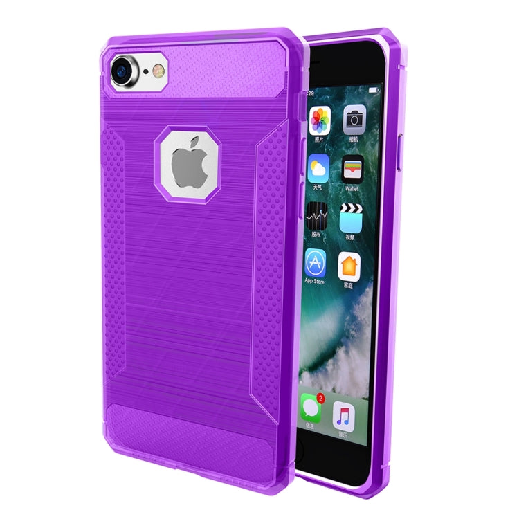 For  iPhone 8 & 7  Brushed Carbon Fiber Texture Shockproof TPU Protective Cover Case