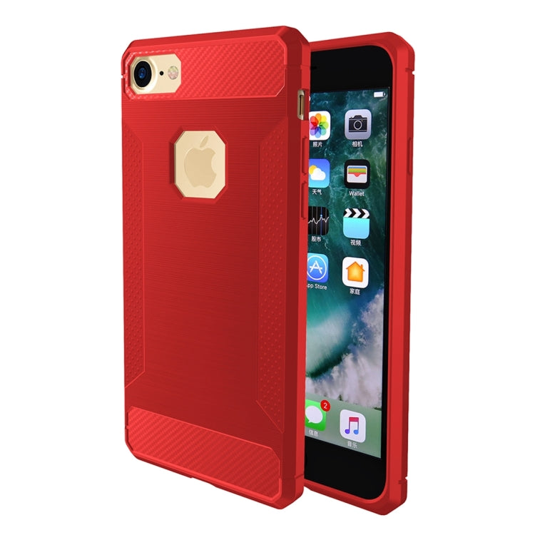 For  iPhone 8 & 7  Brushed Carbon Fiber Texture Shockproof TPU Protective Cover Case