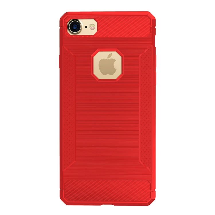 For  iPhone 8 & 7  Brushed Carbon Fiber Texture Shockproof TPU Protective Cover Case