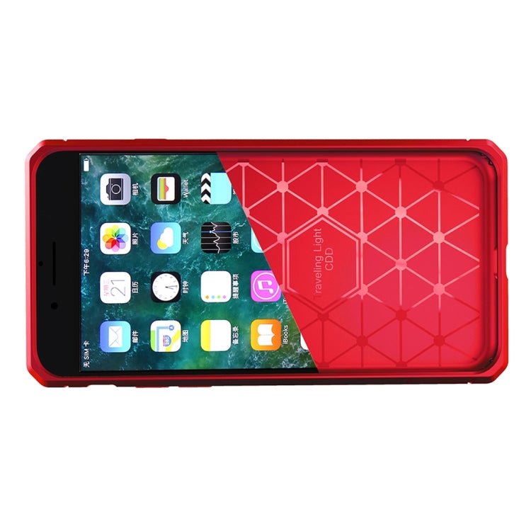 For  iPhone 8 & 7  Brushed Carbon Fiber Texture Shockproof TPU Protective Cover Case