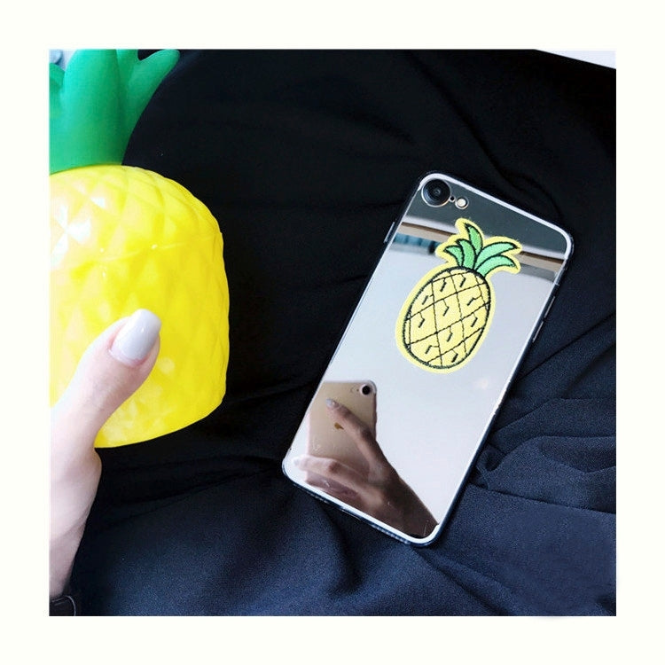For  iPhone 8 & 7  Mirror Embroidery Pineapple Pattern Protective Back Cover Case