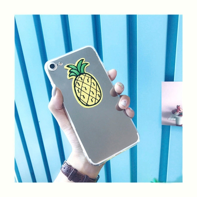 For  iPhone 8 & 7  Mirror Embroidery Pineapple Pattern Protective Back Cover Case