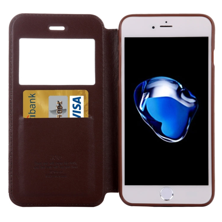 For  iPhone 8 & 7  Crazy Horse Texture Horizontal Flip Leather Case with Call Display ID & Holder & Card Slot