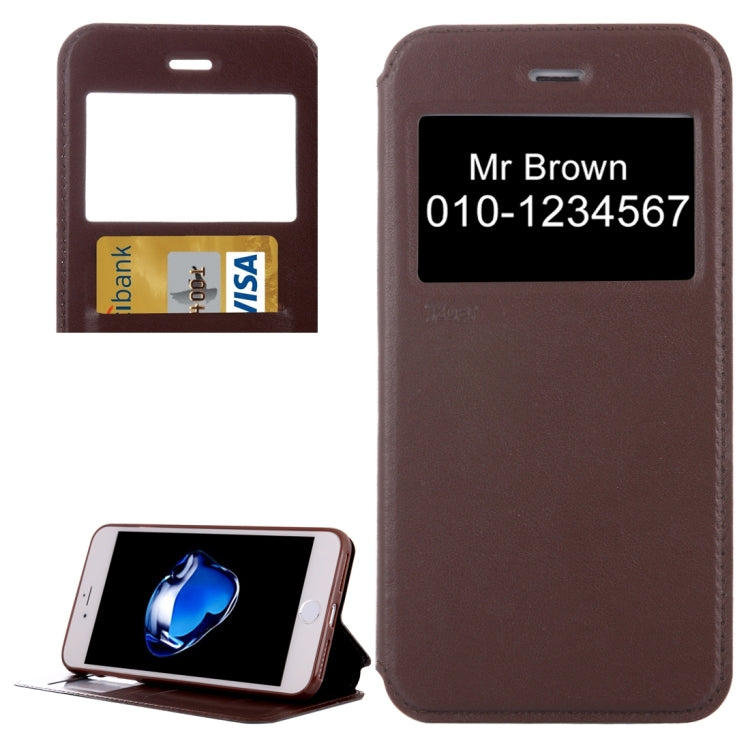 For  iPhone 8 & 7  Crazy Horse Texture Horizontal Flip Leather Case with Call Display ID & Holder & Card Slot