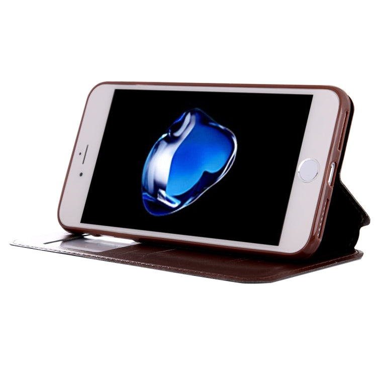 For  iPhone 8 & 7  Crazy Horse Texture Horizontal Flip Leather Case with Call Display ID & Holder & Card Slot