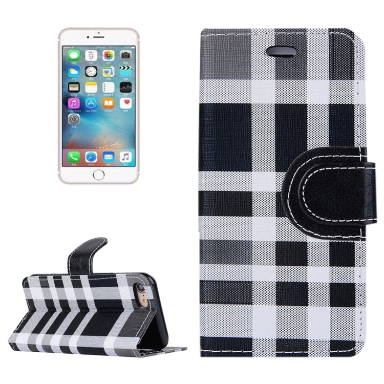 For  iPhone 8 & 7  Grid Texture Horizontal Flip Leather Case with Holder & Card Slots & Wallet