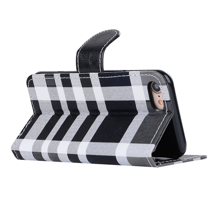 For  iPhone 8 & 7  Grid Texture Horizontal Flip Leather Case with Holder & Card Slots & Wallet