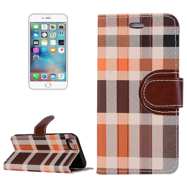 For  iPhone 8 & 7  Grid Texture Horizontal Flip Leather Case with Holder & Card Slots & Wallet