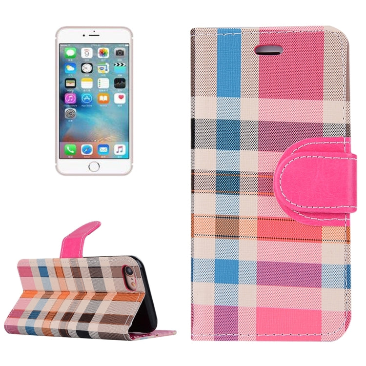 For  iPhone 8 & 7  Grid Texture Horizontal Flip Leather Case with Holder & Card Slots & Wallet