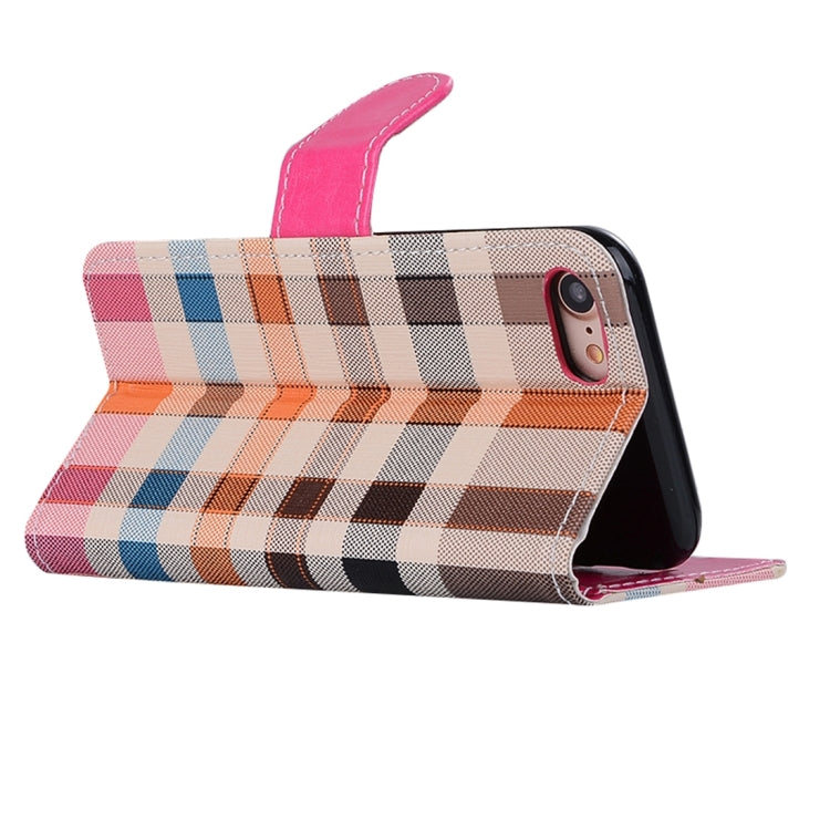 For  iPhone 8 & 7  Grid Texture Horizontal Flip Leather Case with Holder & Card Slots & Wallet