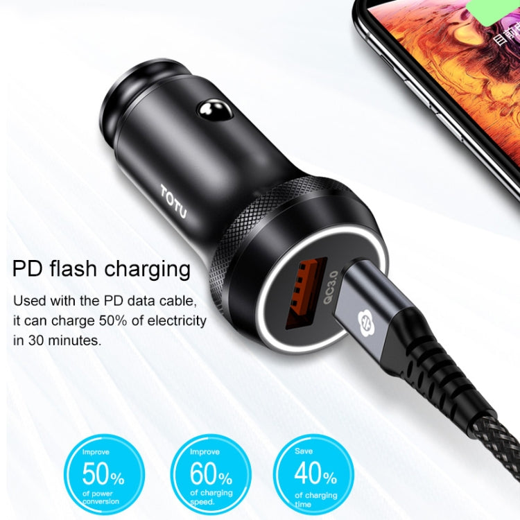 TOTUDESIGN DCCPD-01 Armor Series 36W PD USB-C / Type-C + QC 3.0 USB-A Fast Charging Car Charger