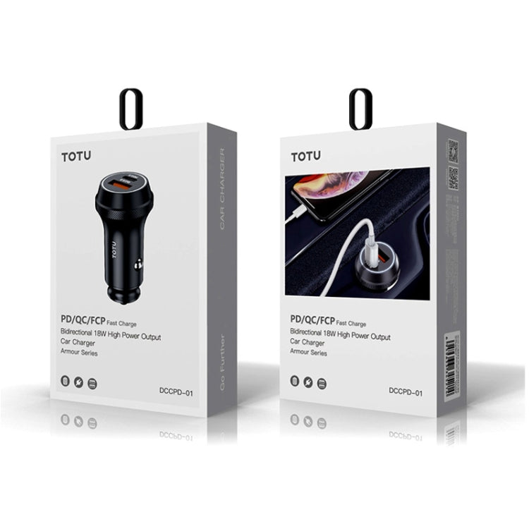 TOTUDESIGN DCCPD-01 Armor Series 36W PD USB-C / Type-C + QC 3.0 USB-A Fast Charging Car Charger