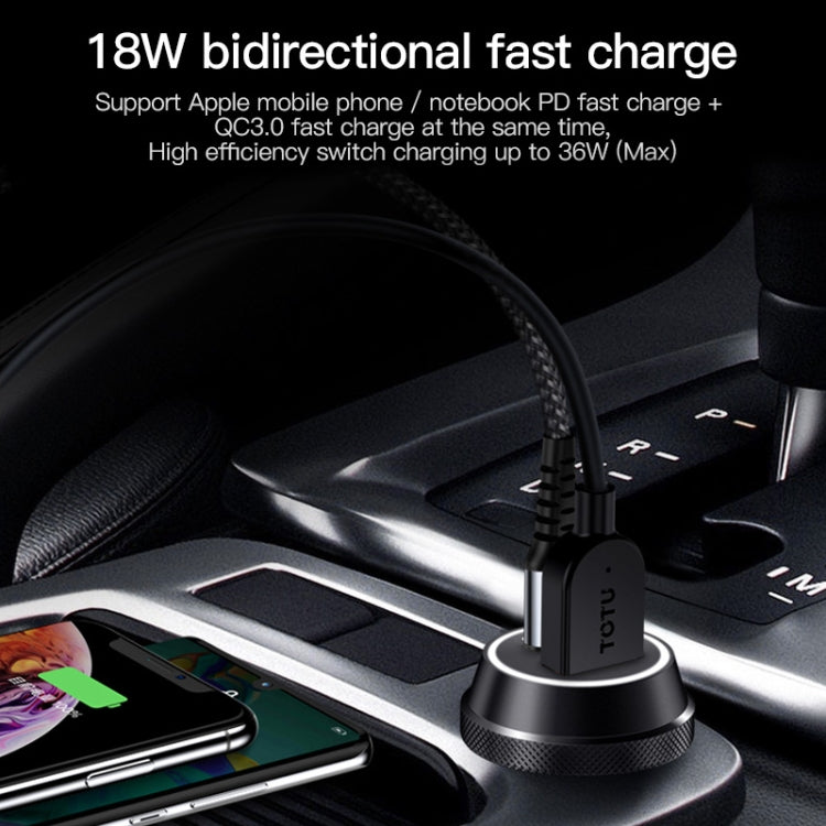 TOTUDESIGN DCCPD-01 Armor Series 36W PD USB-C / Type-C + QC 3.0 USB-A Fast Charging Car Charger
