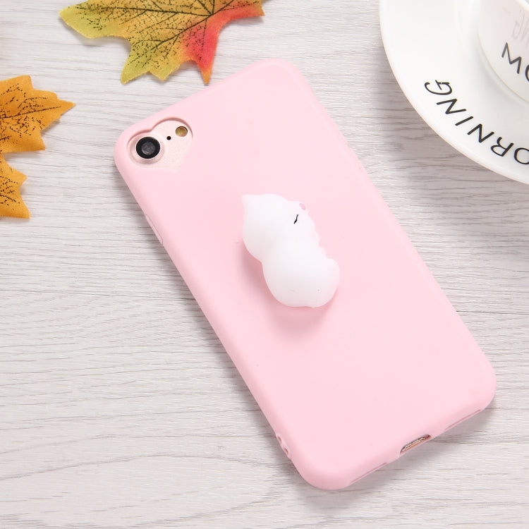 For  iPhone 8 & 7  3D White Cat Pattern Squeeze Relief Squishy Dropproof Protective Back Cover Case
