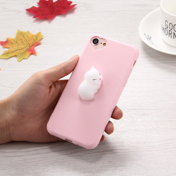 For  iPhone 8 & 7  3D White Cat Pattern Squeeze Relief Squishy Dropproof Protective Back Cover Case