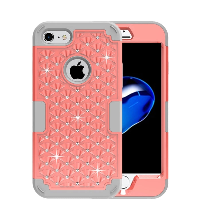 For  iPhone 8 & 7  3 in 1 Diamond Encrusted PC + Silicone Combination Case