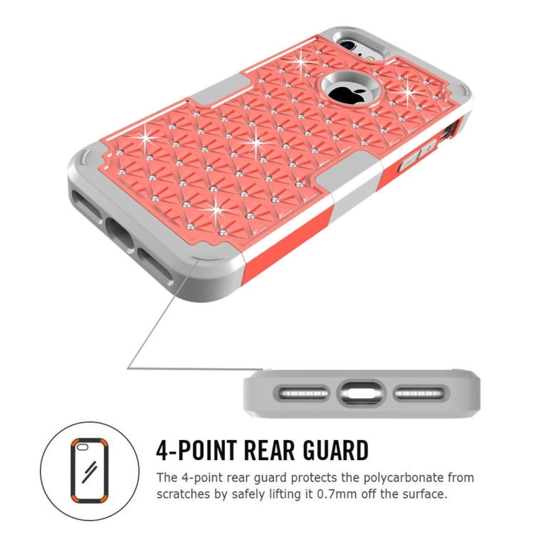 For  iPhone 8 & 7  3 in 1 Diamond Encrusted PC + Silicone Combination Case