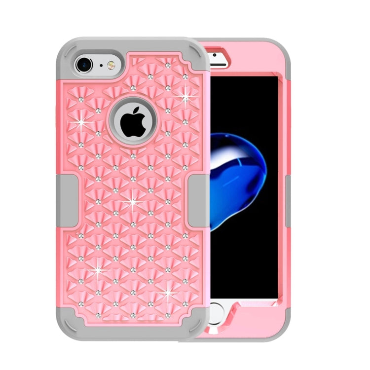 For  iPhone 8 & 7  3 in 1 Diamond Encrusted PC + Silicone Combination Case