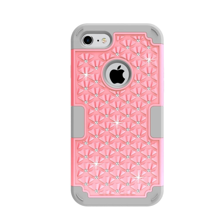For  iPhone 8 & 7  3 in 1 Diamond Encrusted PC + Silicone Combination Case