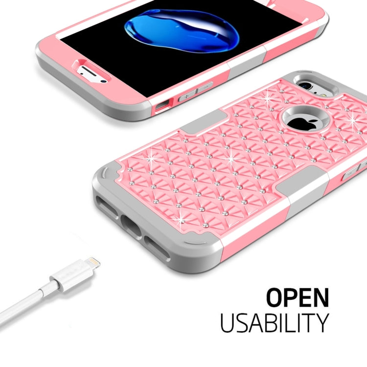 For  iPhone 8 & 7  3 in 1 Diamond Encrusted PC + Silicone Combination Case