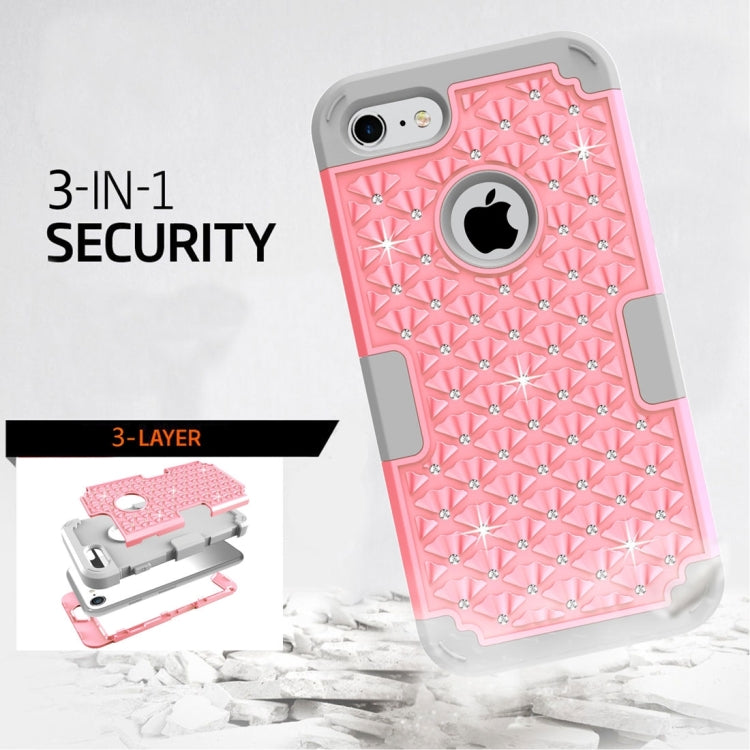 For  iPhone 8 & 7  3 in 1 Diamond Encrusted PC + Silicone Combination Case