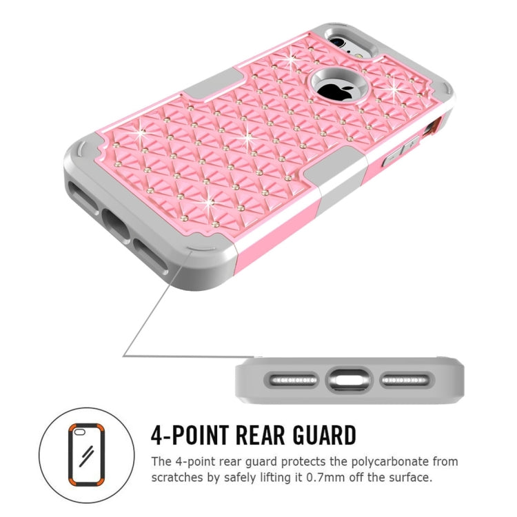 For  iPhone 8 & 7  3 in 1 Diamond Encrusted PC + Silicone Combination Case