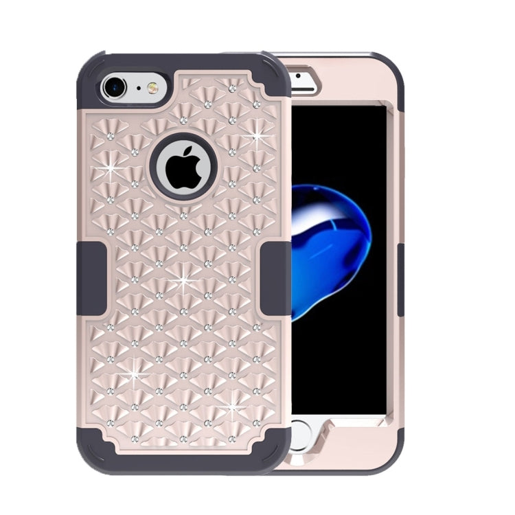 For  iPhone 8 & 7  3 in 1 Diamond Encrusted PC + Silicone Combination Case