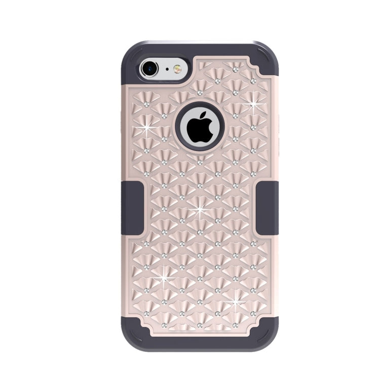 For  iPhone 8 & 7  3 in 1 Diamond Encrusted PC + Silicone Combination Case