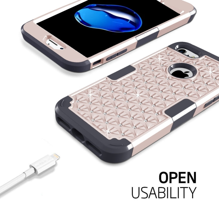 For  iPhone 8 & 7  3 in 1 Diamond Encrusted PC + Silicone Combination Case