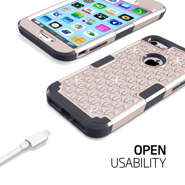 For  iPhone 8 & 7  3 in 1 Diamond Encrusted PC + Silicone Combination Case