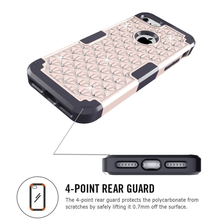 For  iPhone 8 & 7  3 in 1 Diamond Encrusted PC + Silicone Combination Case