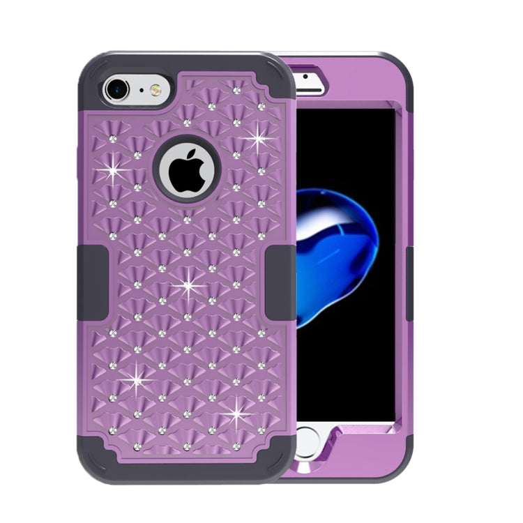 For  iPhone 8 & 7  3 in 1 Diamond Encrusted PC + Silicone Combination Case