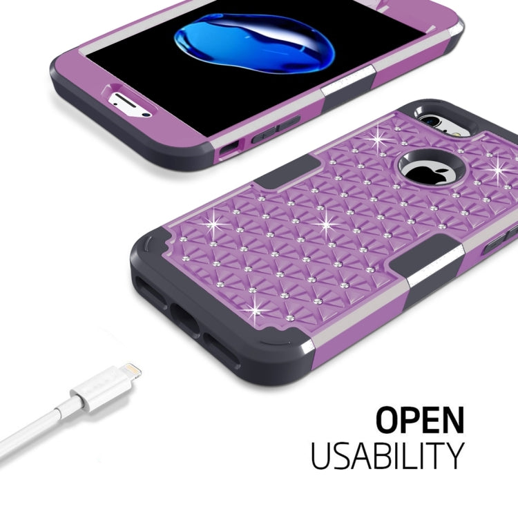 For  iPhone 8 & 7  3 in 1 Diamond Encrusted PC + Silicone Combination Case