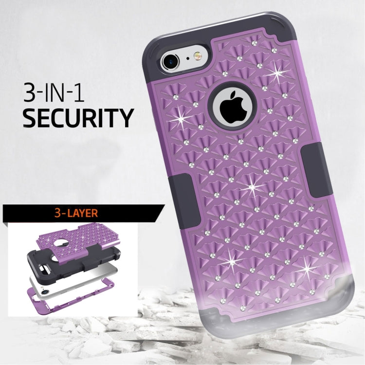 For  iPhone 8 & 7  3 in 1 Diamond Encrusted PC + Silicone Combination Case