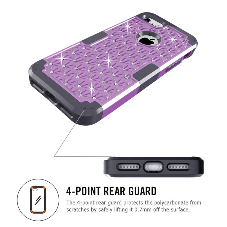 For  iPhone 8 & 7  3 in 1 Diamond Encrusted PC + Silicone Combination Case