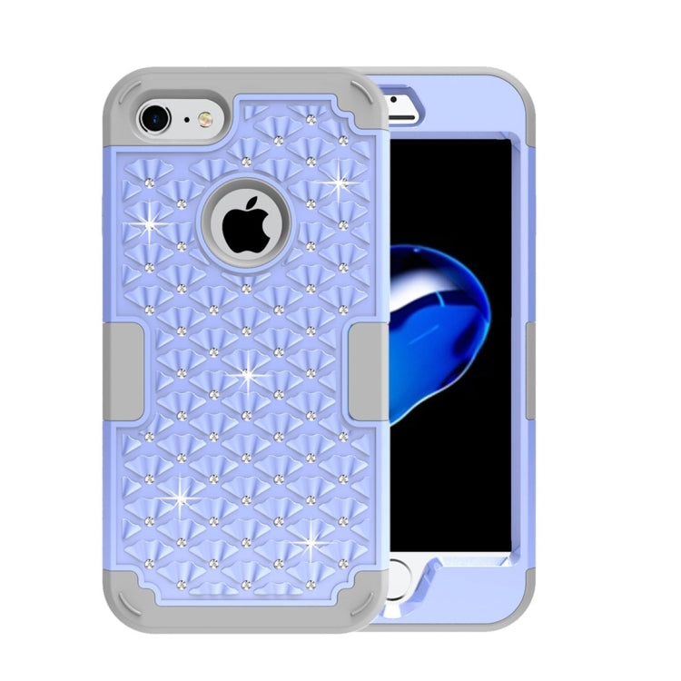 For  iPhone 8 & 7  3 in 1 Diamond Encrusted PC + Silicone Combination Case