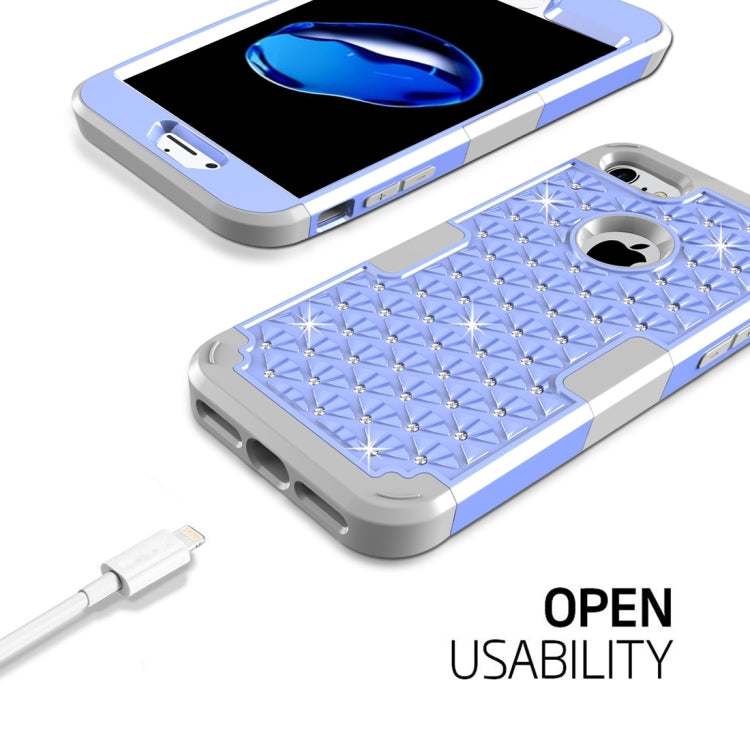 For  iPhone 8 & 7  3 in 1 Diamond Encrusted PC + Silicone Combination Case