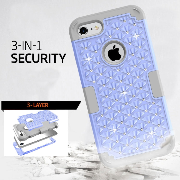 For  iPhone 8 & 7  3 in 1 Diamond Encrusted PC + Silicone Combination Case