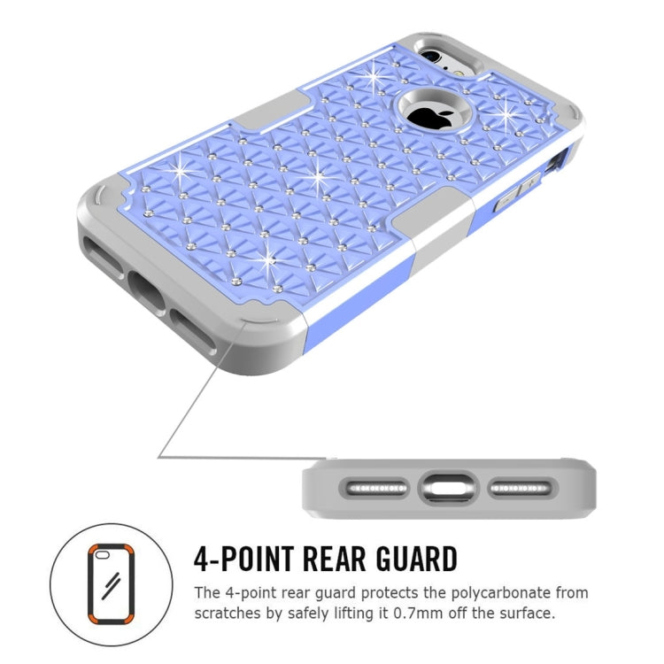 For  iPhone 8 & 7  3 in 1 Diamond Encrusted PC + Silicone Combination Case