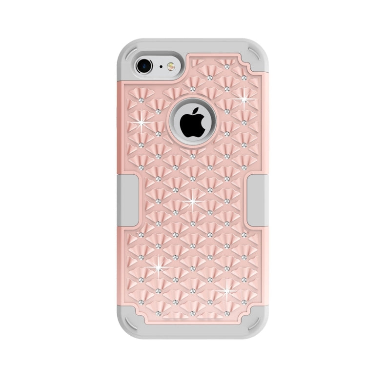 For  iPhone 8 & 7  3 in 1 Diamond Encrusted PC + Silicone Combination Case