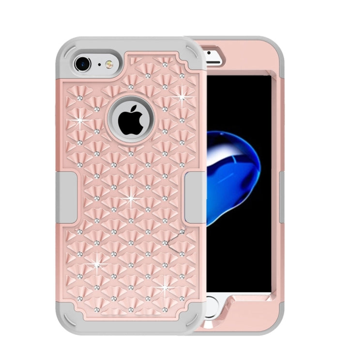 For  iPhone 8 & 7  3 in 1 Diamond Encrusted PC + Silicone Combination Case