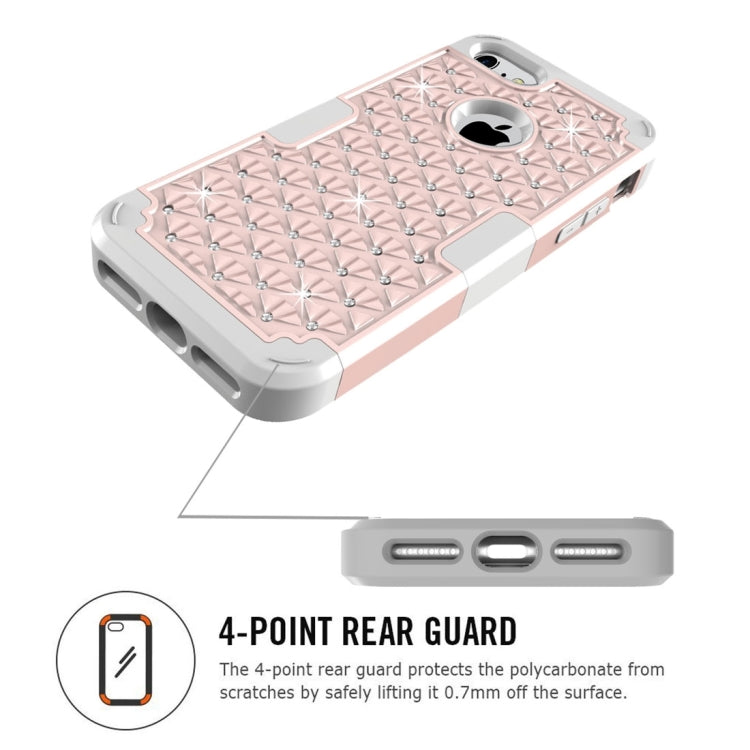 For  iPhone 8 & 7  3 in 1 Diamond Encrusted PC + Silicone Combination Case