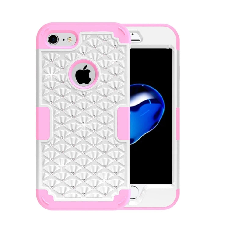 For  iPhone 8 & 7  3 in 1 Diamond Encrusted PC + Silicone Combination Case